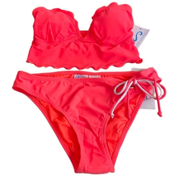 California Waves Other - NEW California Waves Bikini Set 2 Piece Swimsuit Strapless Coral Juniors Small